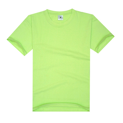 纯棉果绿色圆领T恤衫